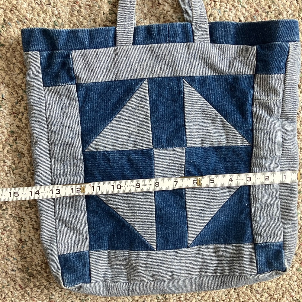 Tote bag denim quilted patchwork upcycled handmade - Picture 6 of 12